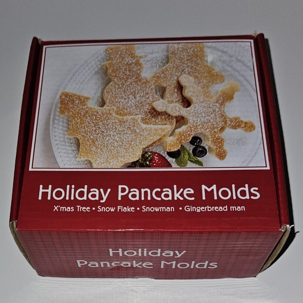 4 Holiday Pancake Molds Christmas Tree Snowflake Snowman Gingerbread NEVER USED
